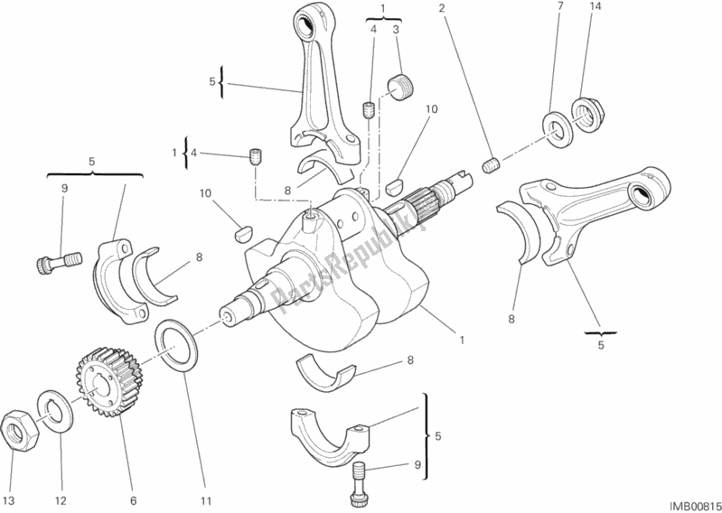 All parts for the Connecting Rods of the Ducati Hypermotard SP USA 821 2013
